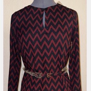 The Limited Black and Red Zigzag Long Sleeve Dress